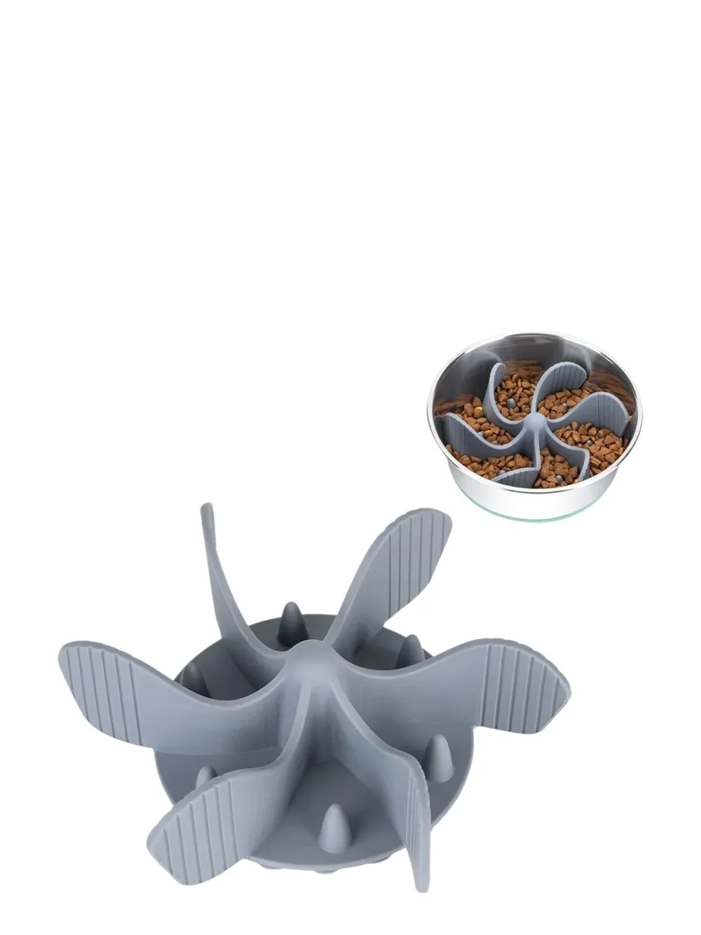 Slow Feed Pet Bowl Insert - Gray Slow Feeder for Small Pets